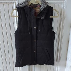 Love Tree Black and Red Plaid Lined Vest